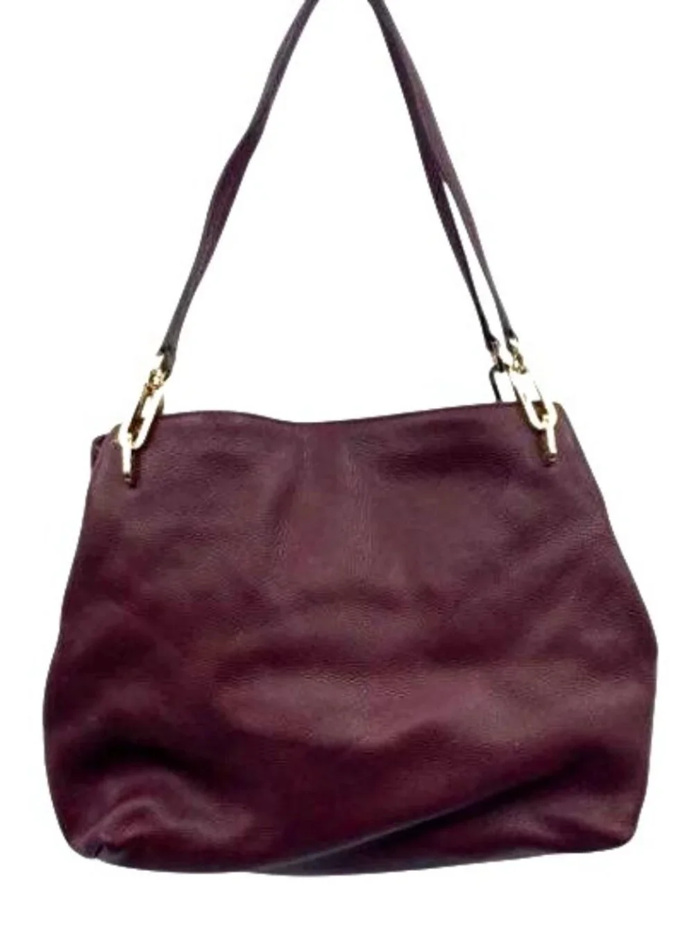 Michael Kors Burgundy Leather Shoulder Bag With Gold Hardware
